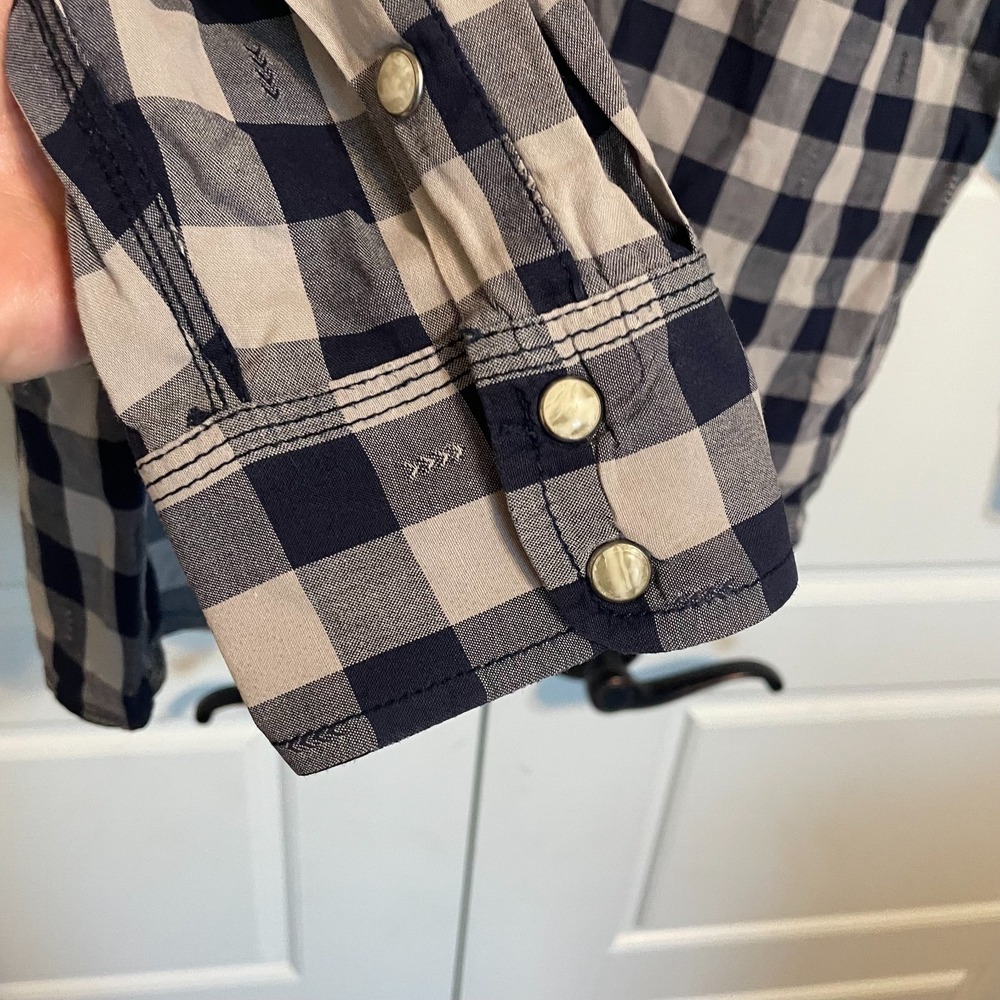 Route 66 Western Shirt Men XL Blue Cream‎ Pearl Snap Buffalo Plaid Long Sleeve - Picture 5 of 7